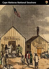 A color drawing of the Hotel D'Afrique on Hatteras Island.
