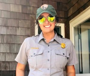 NPS Biological Technician Katie Ayers on Ocracoke Island.