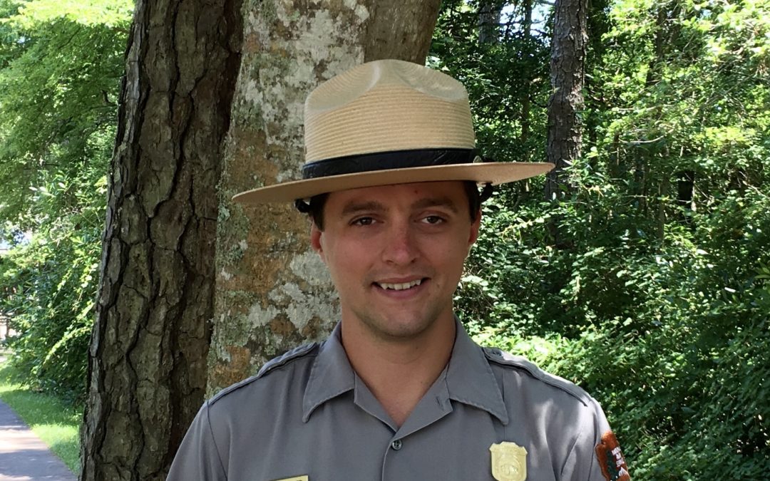 Ranger Thomas standing in front of a tree at Fort Raleigh National Historic Site.
