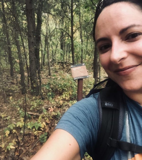 Jessica Barnes, Director of Outer Banks Forever, hiking the Appalachian Trail in Shenandoah National Park.