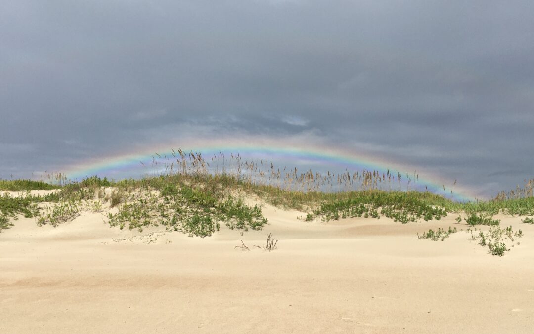 A rainbow over a sand dune at Cape Hatteras National Seashore.